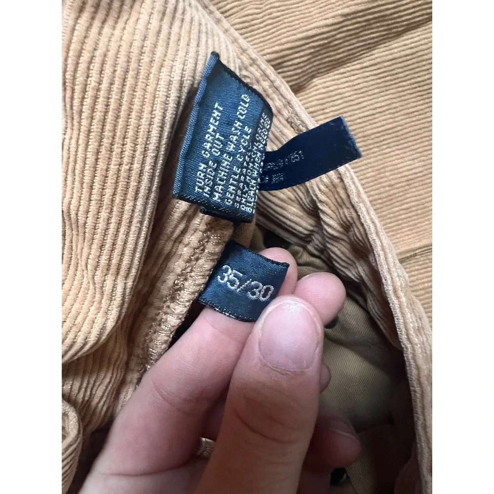 Polo Ralph Lauren Mens Tan Corduroy Pants Straight Leg 35x30 Cotton Dry Goods
